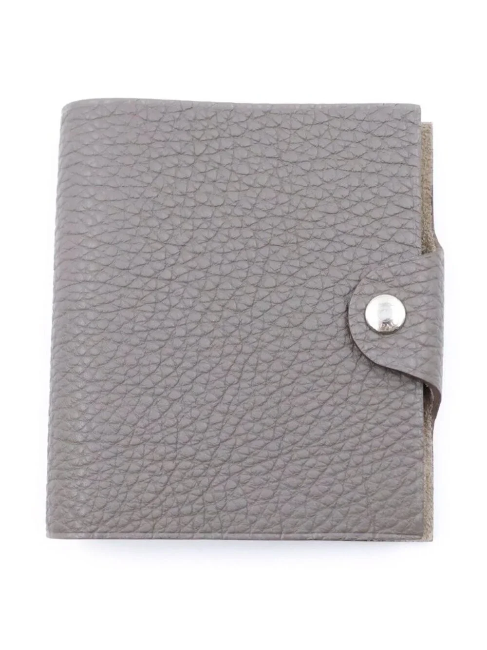 Hermes Ulysse PM Taurillon Clemence Leather Notebook Cover Silver Gray Agenda
